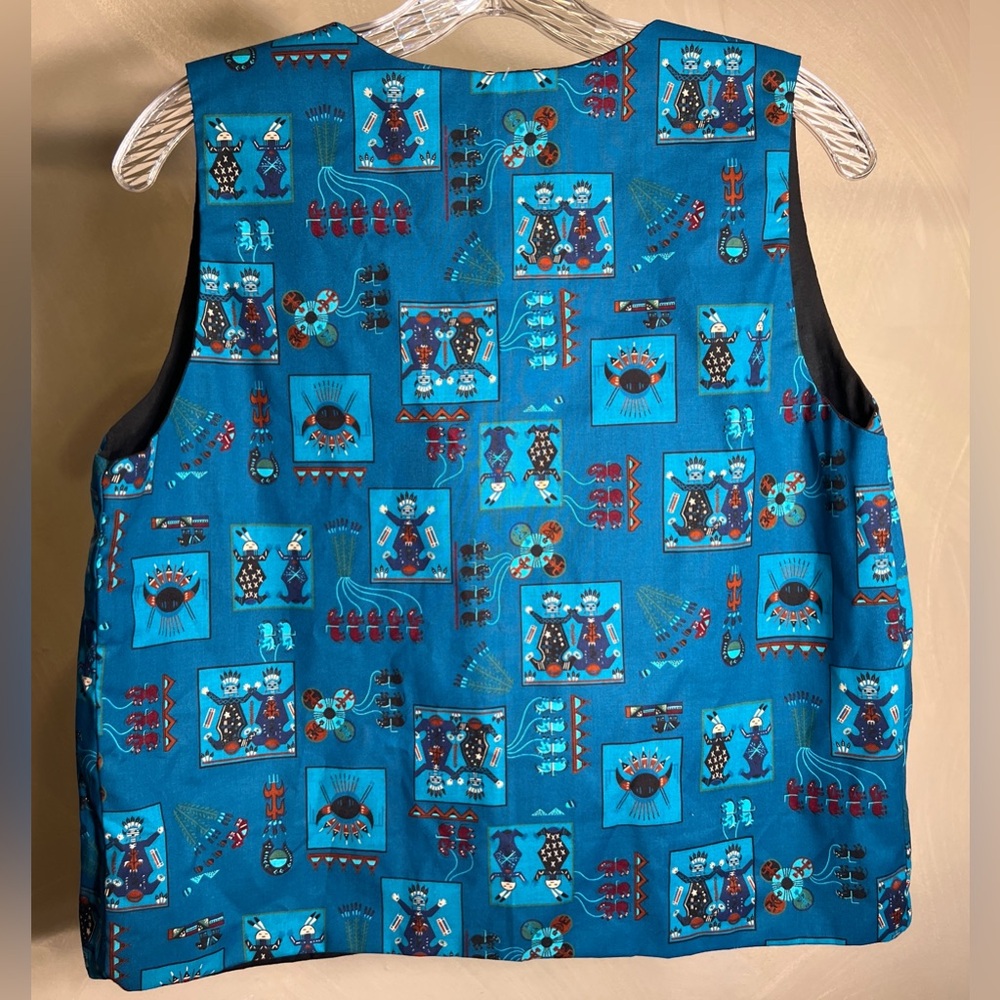 Handmade Sleeveless V-Neck Native American Indian Print Button Up Vest|Size:S/M - Picture 5 of 16